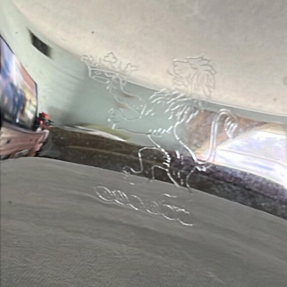 Mid Century Irvinware Chromium Silent Table Butler Lion Crown Pattern Crumbcatch - Picture 6 of 7